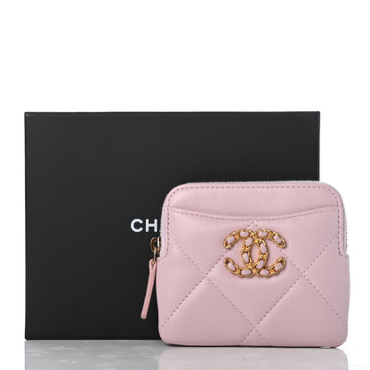 Chanel Quilted Chanel 19 Zip Card Holder Wallet Light Pink 9 of 9