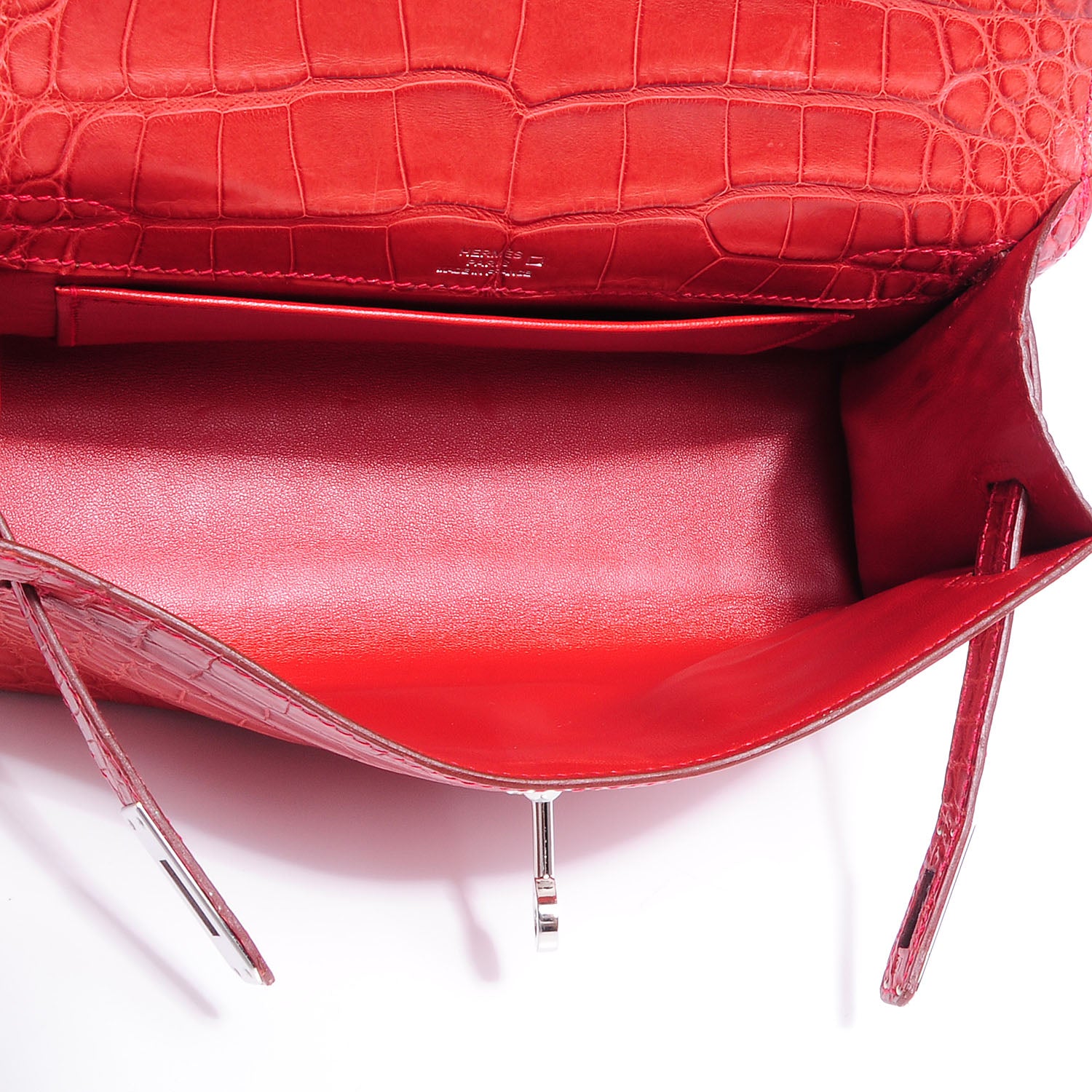 Hermes Matte Alligator Kelly Pochette Bougainvillea 7 of 8