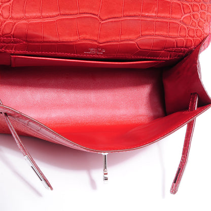 Hermes Matte Alligator Kelly Pochette Bougainvillea 7 of 8