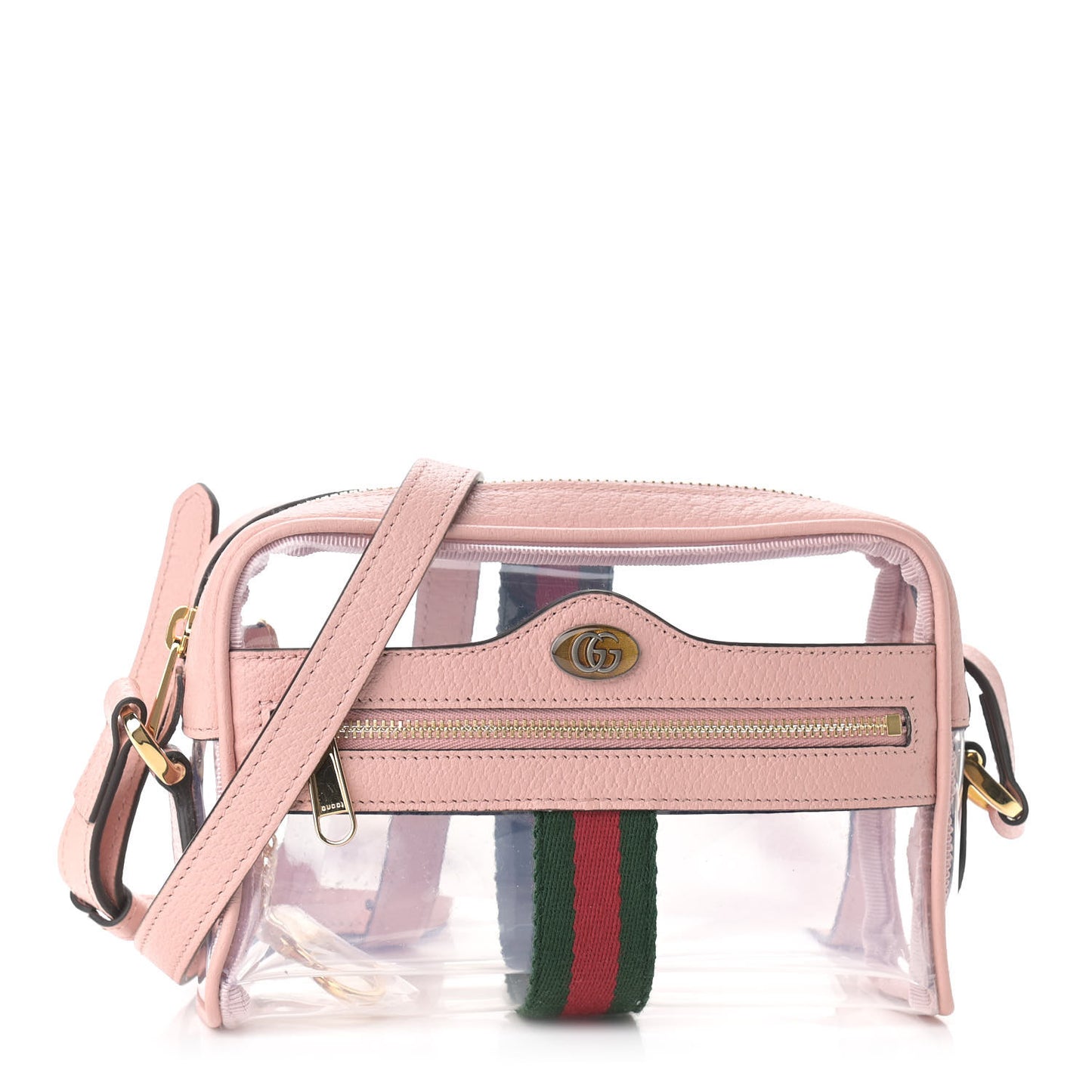 Vinyl Web Mini Ophidia Transparent Shoulder Bag Perfect Pink