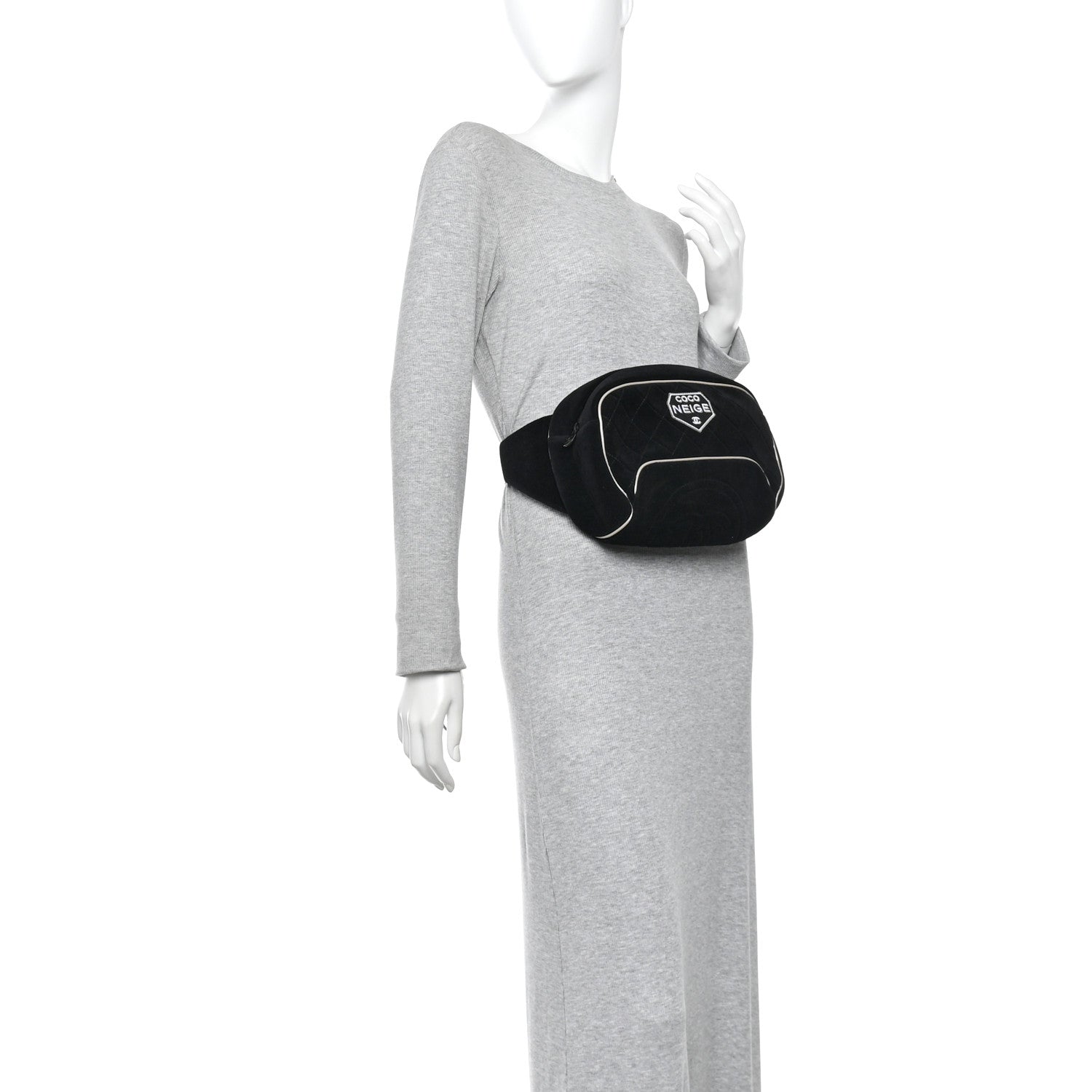 Chanel Velvet Quilted Coco Neige Waist Bag Black 2 of 11