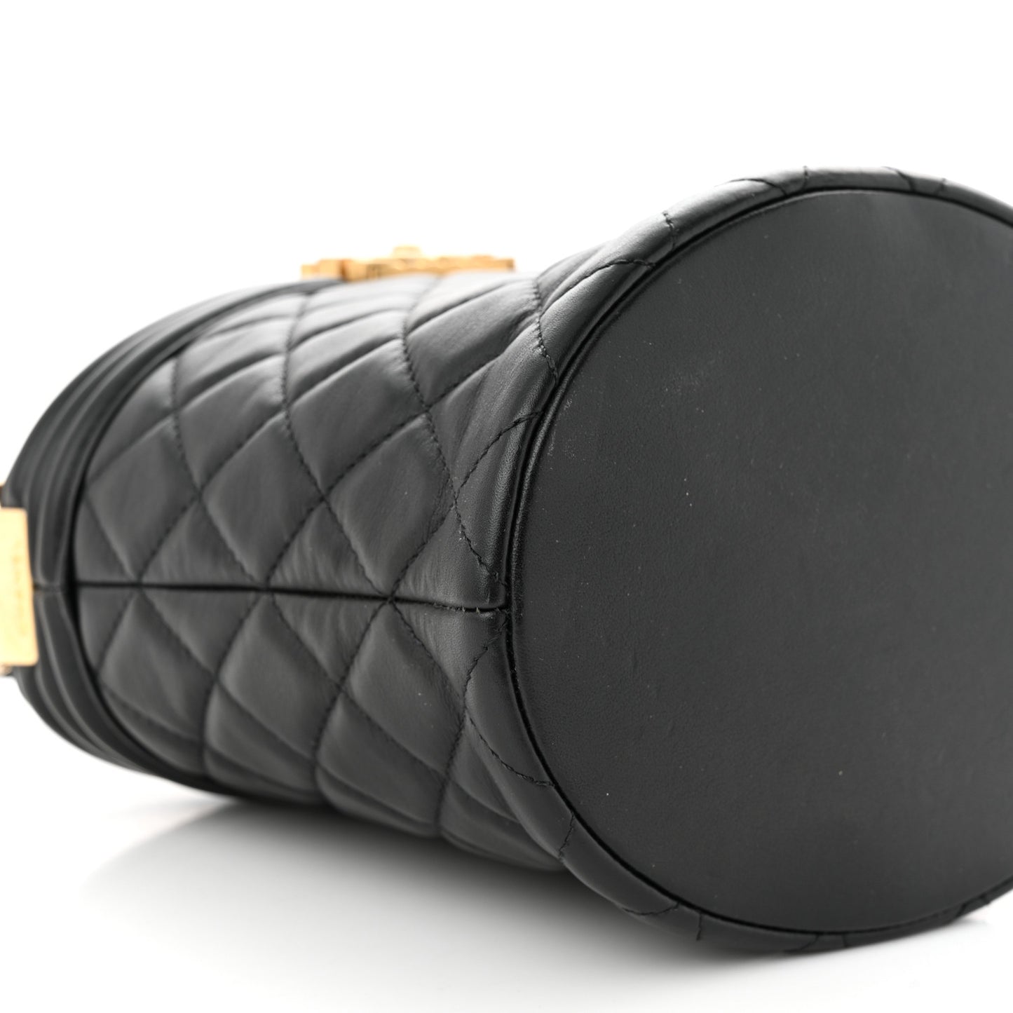 Calfskin Quilted Boy Bucket Bag Black
