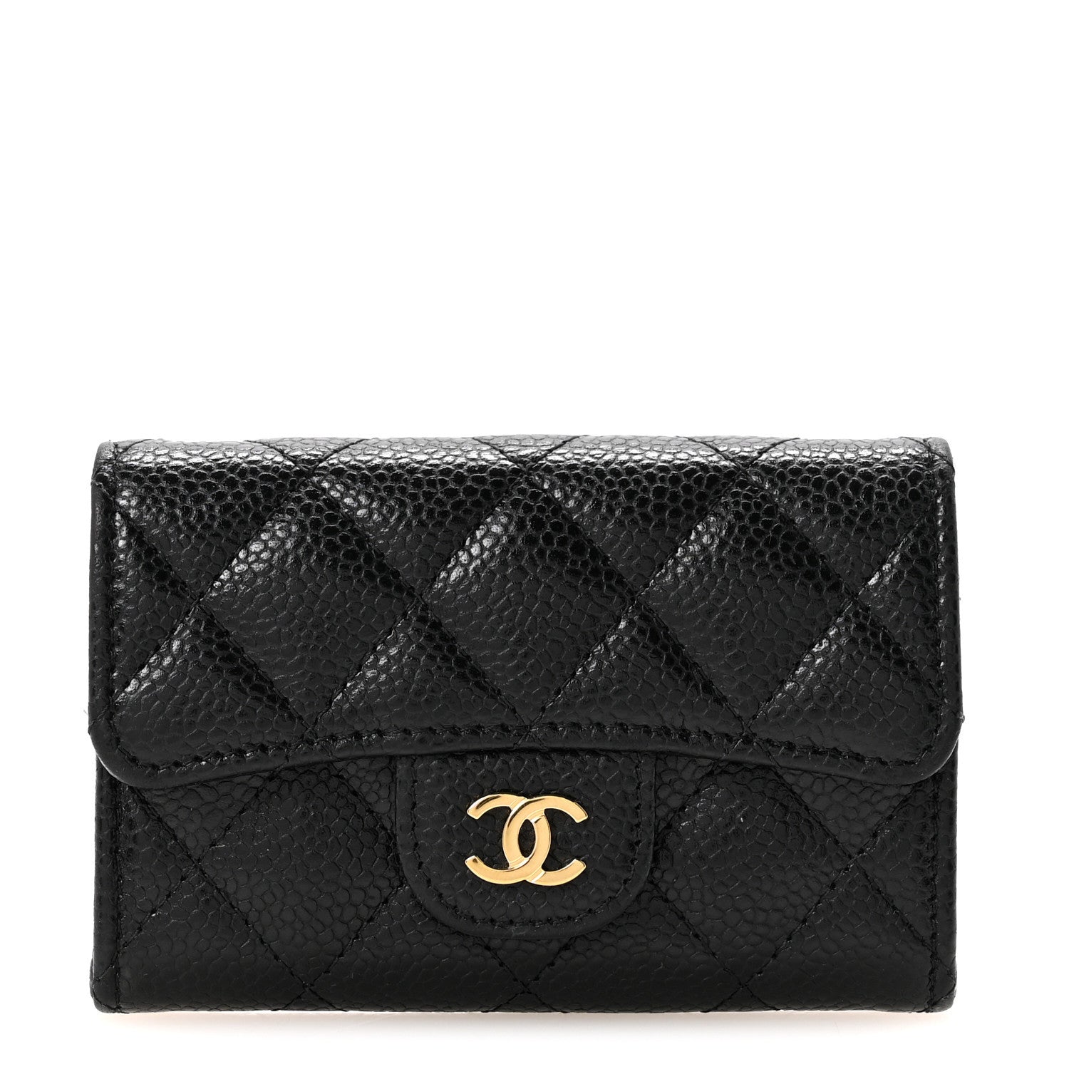 Chanel Caviar Quilted Flap Card Holder Wallet Black 1 of 9