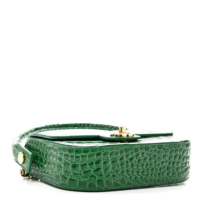 Chanel Calfskin Crocodile Embossed Turn Around Mini Flap Emerald 4 of 11