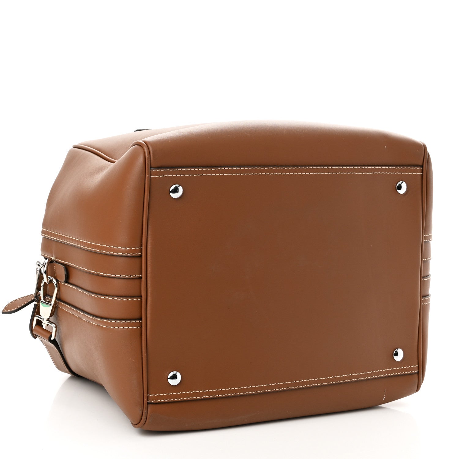 Burberry Smooth Calfskin Medium Cube Bowling Bag Malt Brown 4 of 9