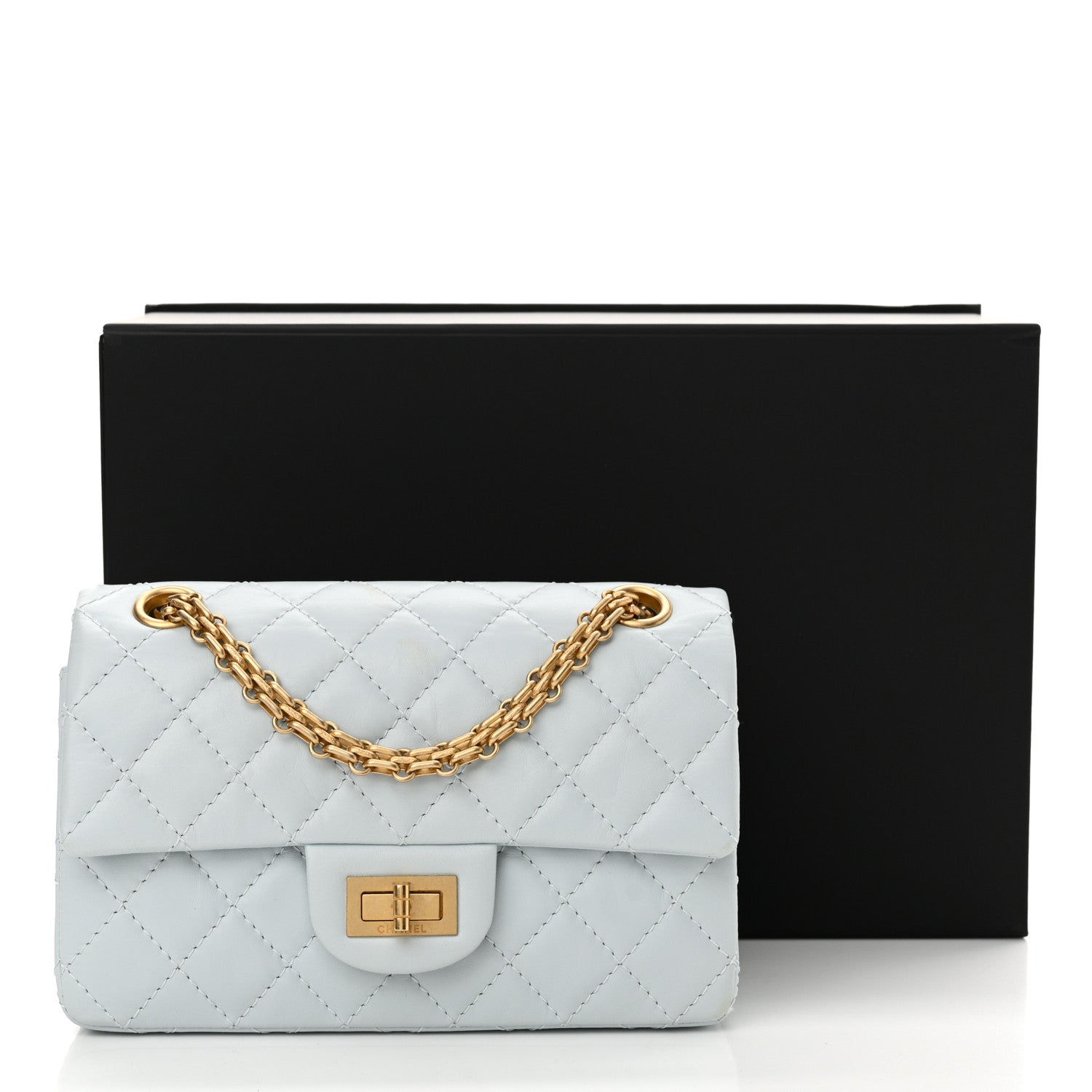 Chanel Aged Calfskin Quilted 2.55 Reissue Mini Flap Light Blue 11 of 11