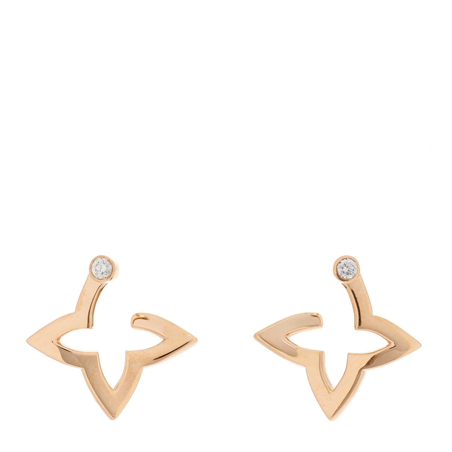 Louis Vuitton 18K Pink Gold Diamond Mini Blossom Hoop Earrings 1 of 6