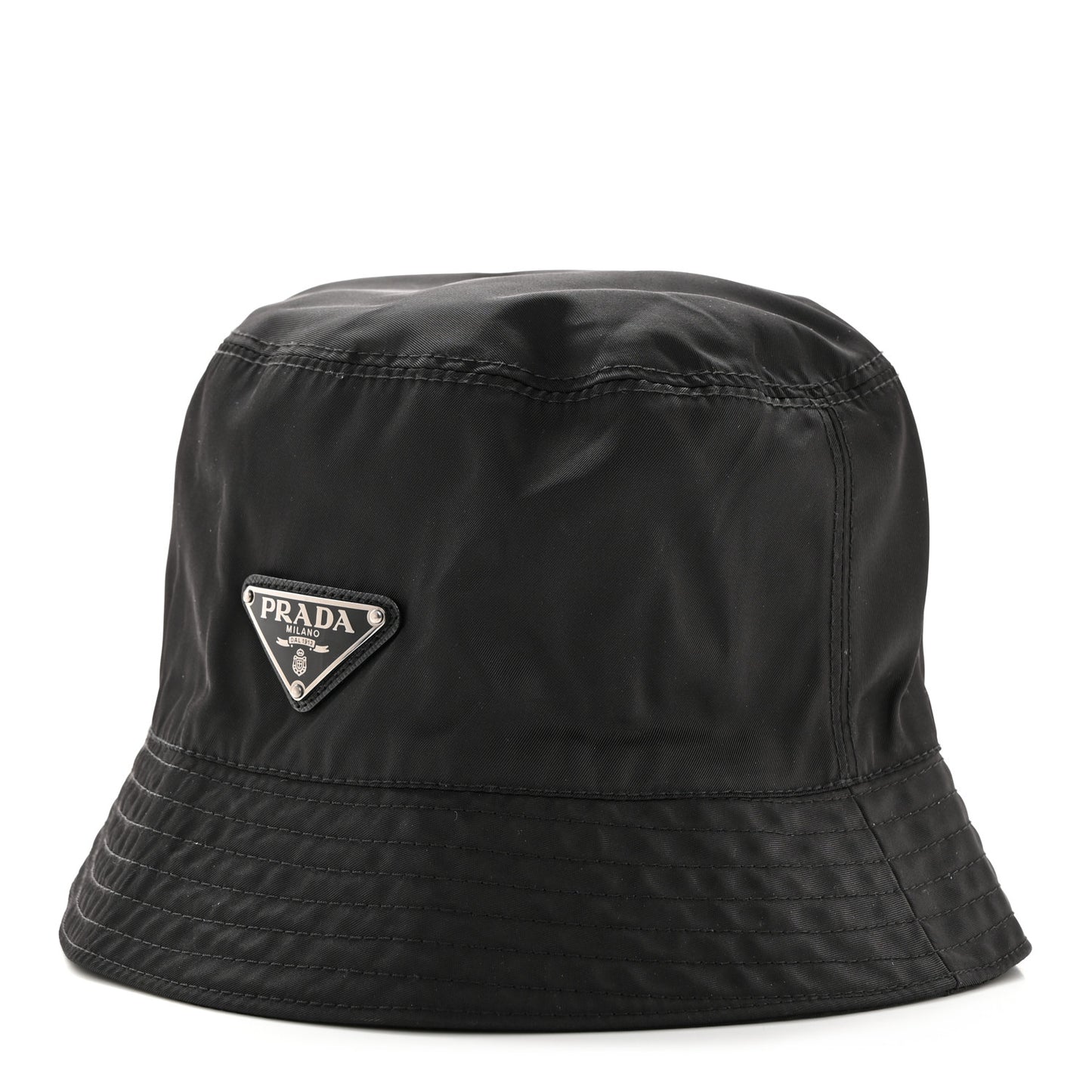 Re-Nylon Metal Triangle Logo Womens Bucket Hat M Black