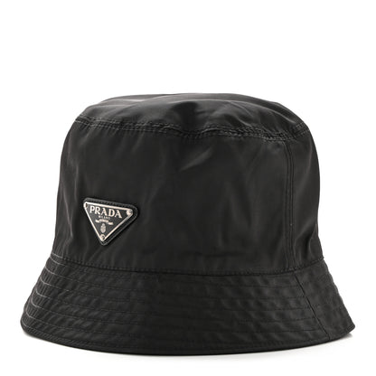 Prada Re-Nylon Metal Triangle Logo Womens Bucket Hat M Black 1 of 9