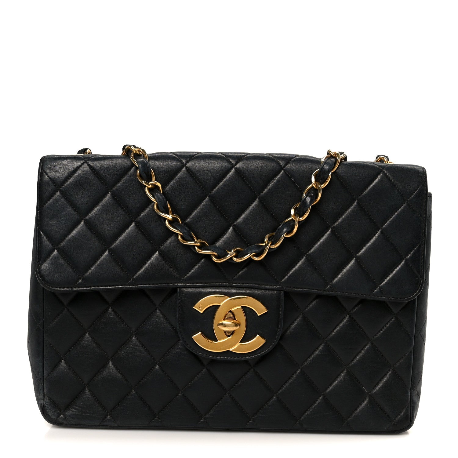 Chanel Lambskin Quilted XL Jumbo Single Flap Black 1 of 12