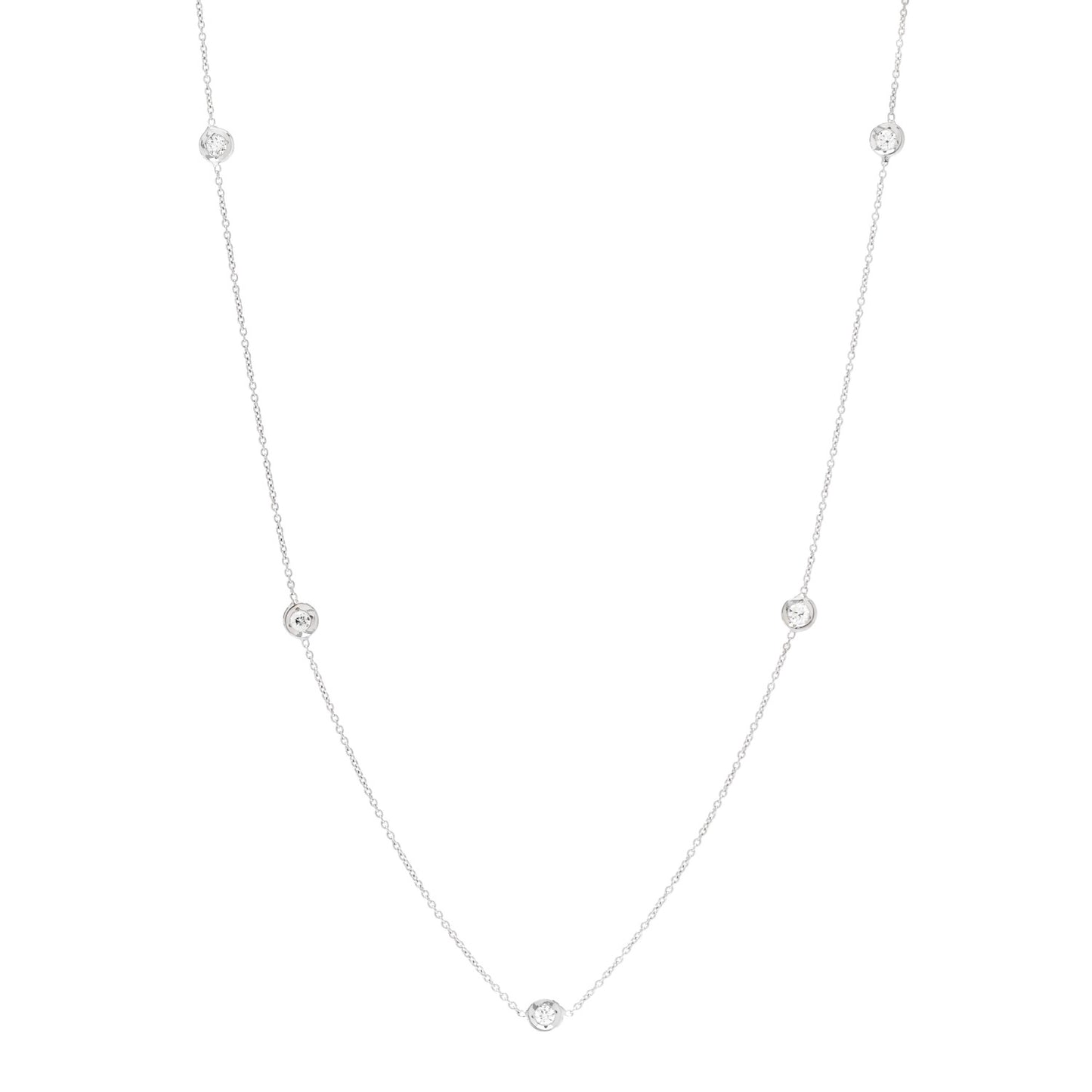18K White Gold Diamond .25ctw Diamonds By The Inch Five Station Necklace
