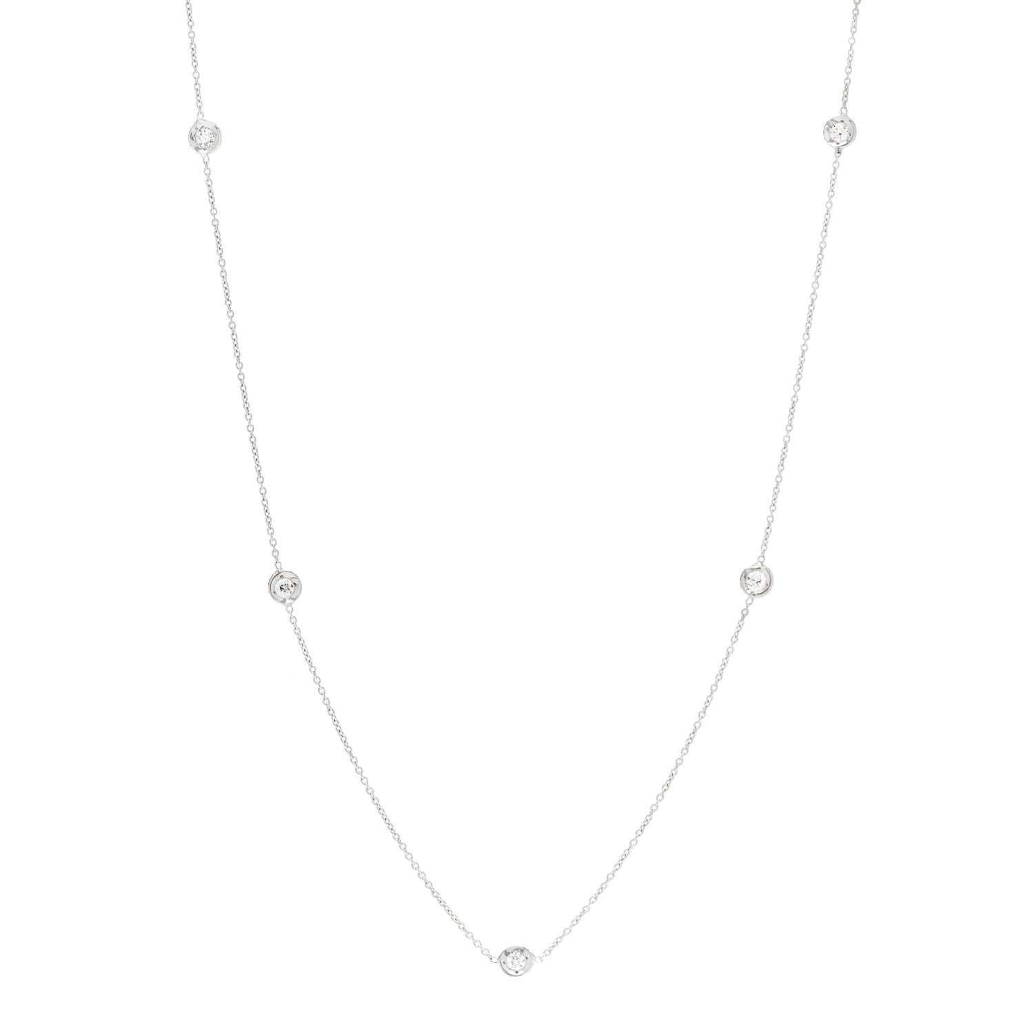 Roberto Coin 18K White Gold Diamond .25ctw Diamonds By The Inch Five Station Necklace 1 of 5