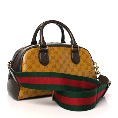 Gucci X ADIDAS Crystal Vintage Monogram Textured Dollar Calfskin Web Trefoil Logo Mini Bowling Bag Mid Natural Nut Off White New Acero 3 of 11