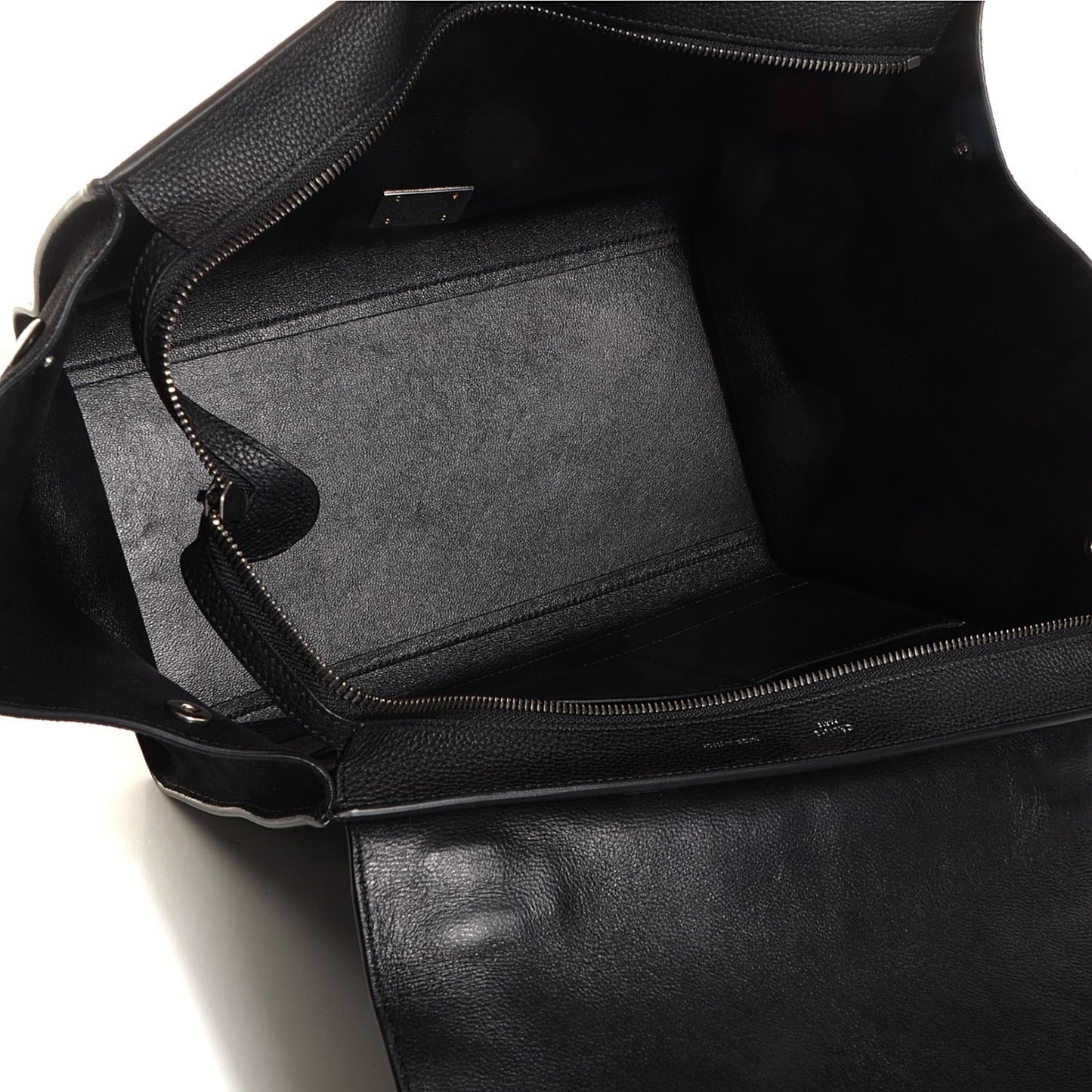 Drummed Calfskin Suede Medium Trapeze Black