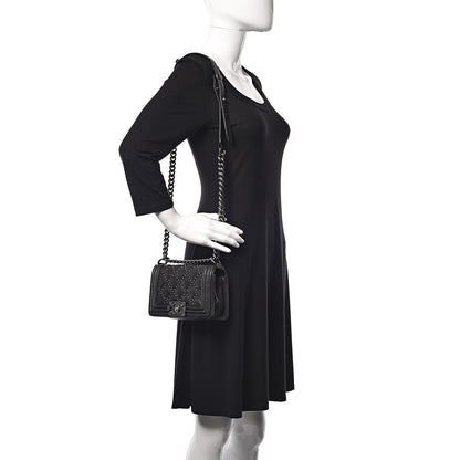 Chanel Crumpled Lambskin Small Studded Boy Flap Black 2 of 12