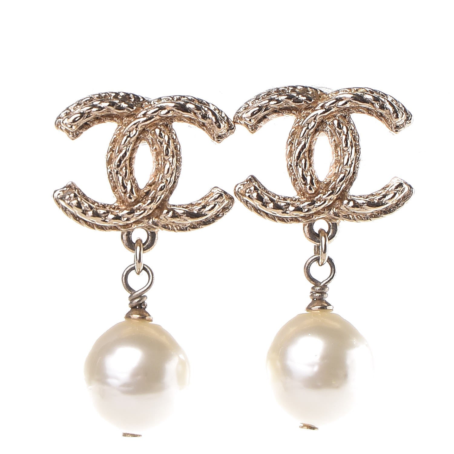 Chanel Pearl CC Drop Earrings Gold 1 of 5