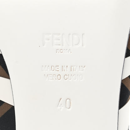 Fendi Technical Mesh FF FFreedom Patchwork Low Heel Peep Toe Sandals 40 Tobacco Black Asfalto 6 of 8