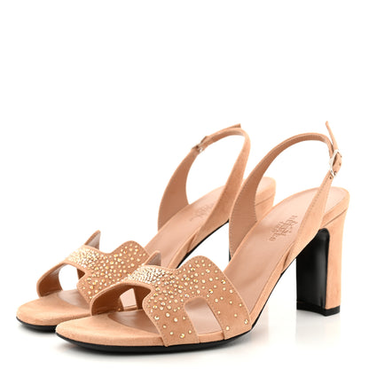 Hermes Suede Goatskin Crystal Eternite 80 Sandal 37 Bois De Santal 3 of 11