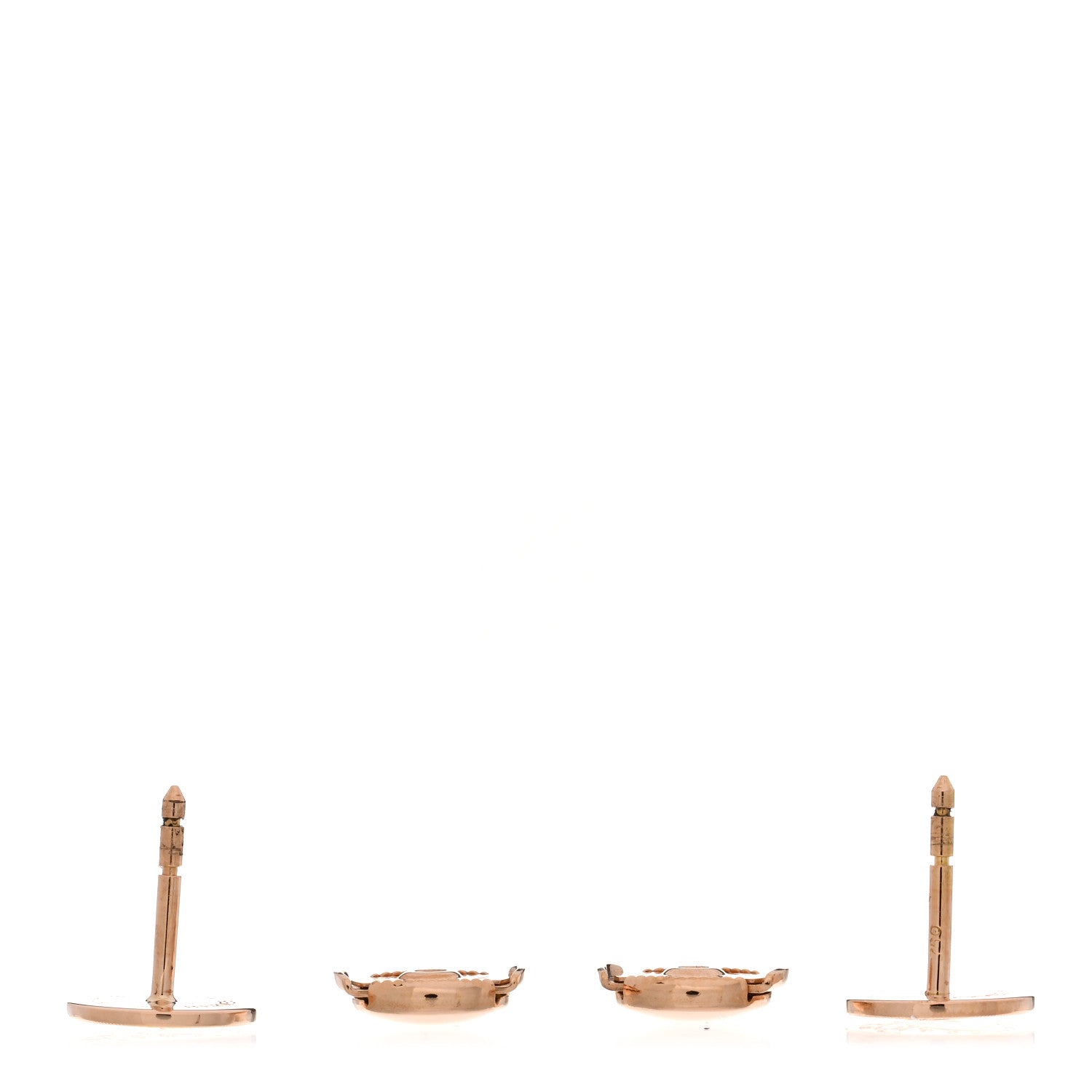 Hermes 18K Rose Gold TPM Ex-Libris Stud Earrings 3 of 5