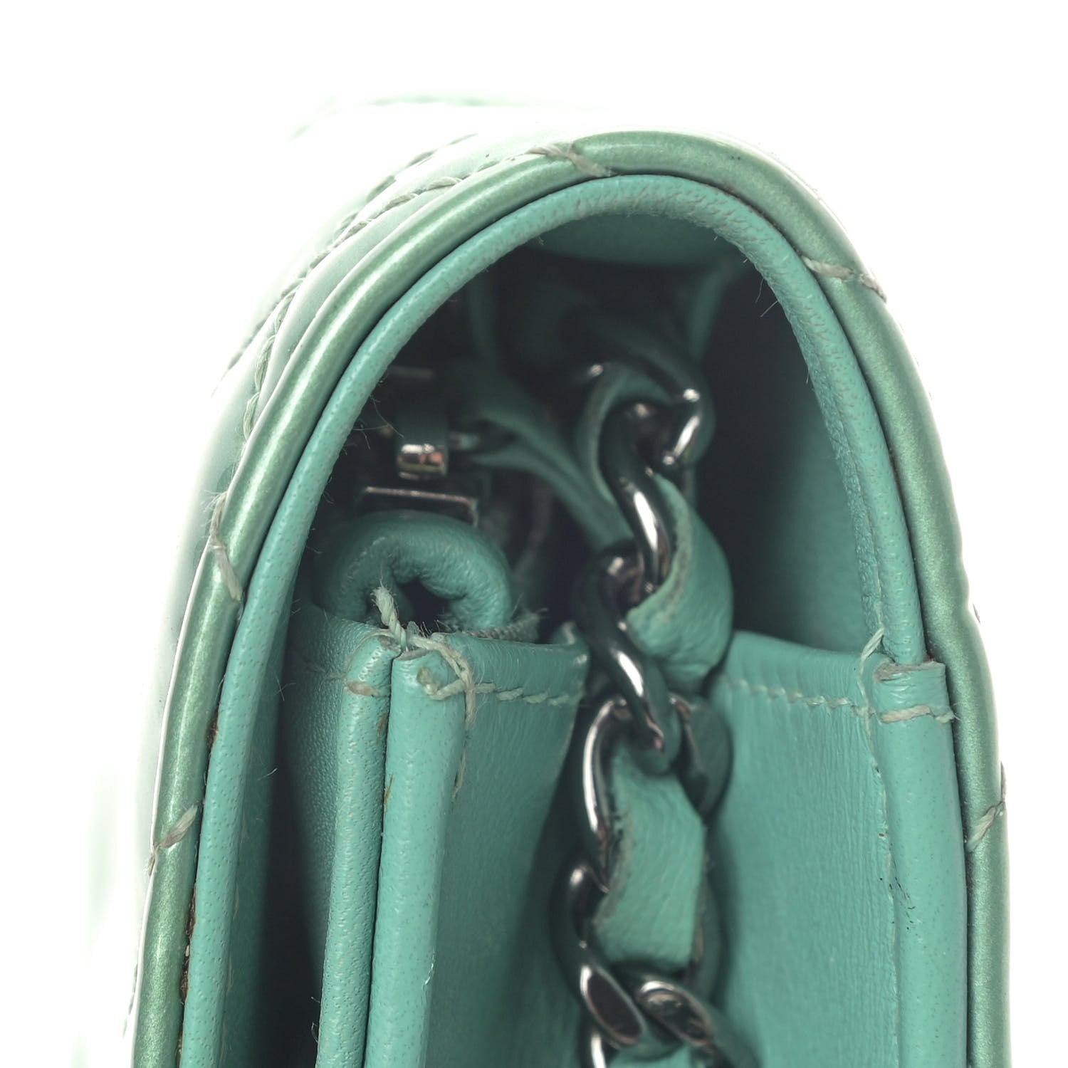 Chanel Patent Quilted Wallet On Chain WOC Blue 15 of 15