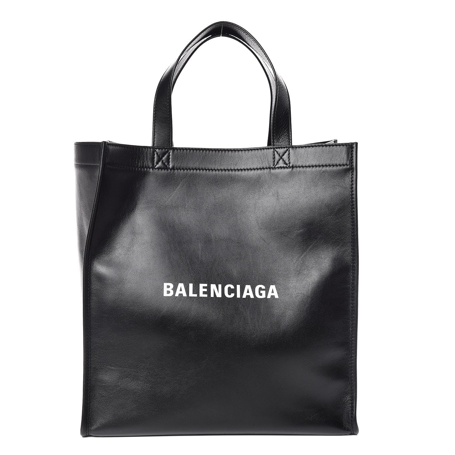Balenciaga Calfskin Printed Logo Small Market Shopper Tote Black 1 of 9