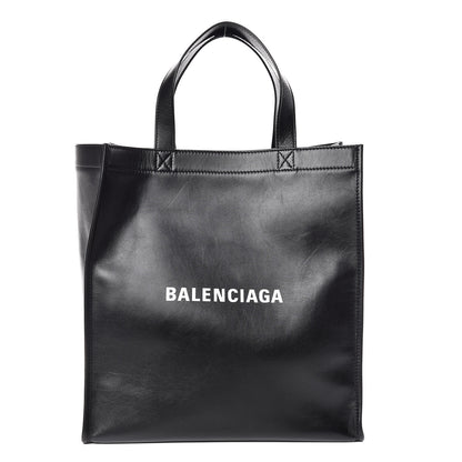 Balenciaga Calfskin Printed Logo Small Market Shopper Tote Black 1 of 9
