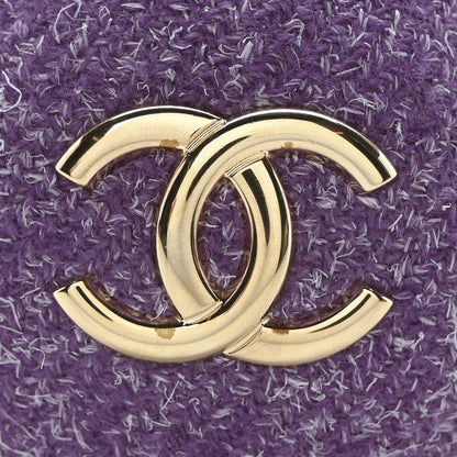Chanel Tweed Minaudiere Round Chain Clutch Purple 8 of 11