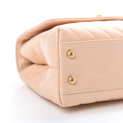 Chanel Calfskin Chevron Quilted Mini Coco Handle Flap Beige 8 of 12