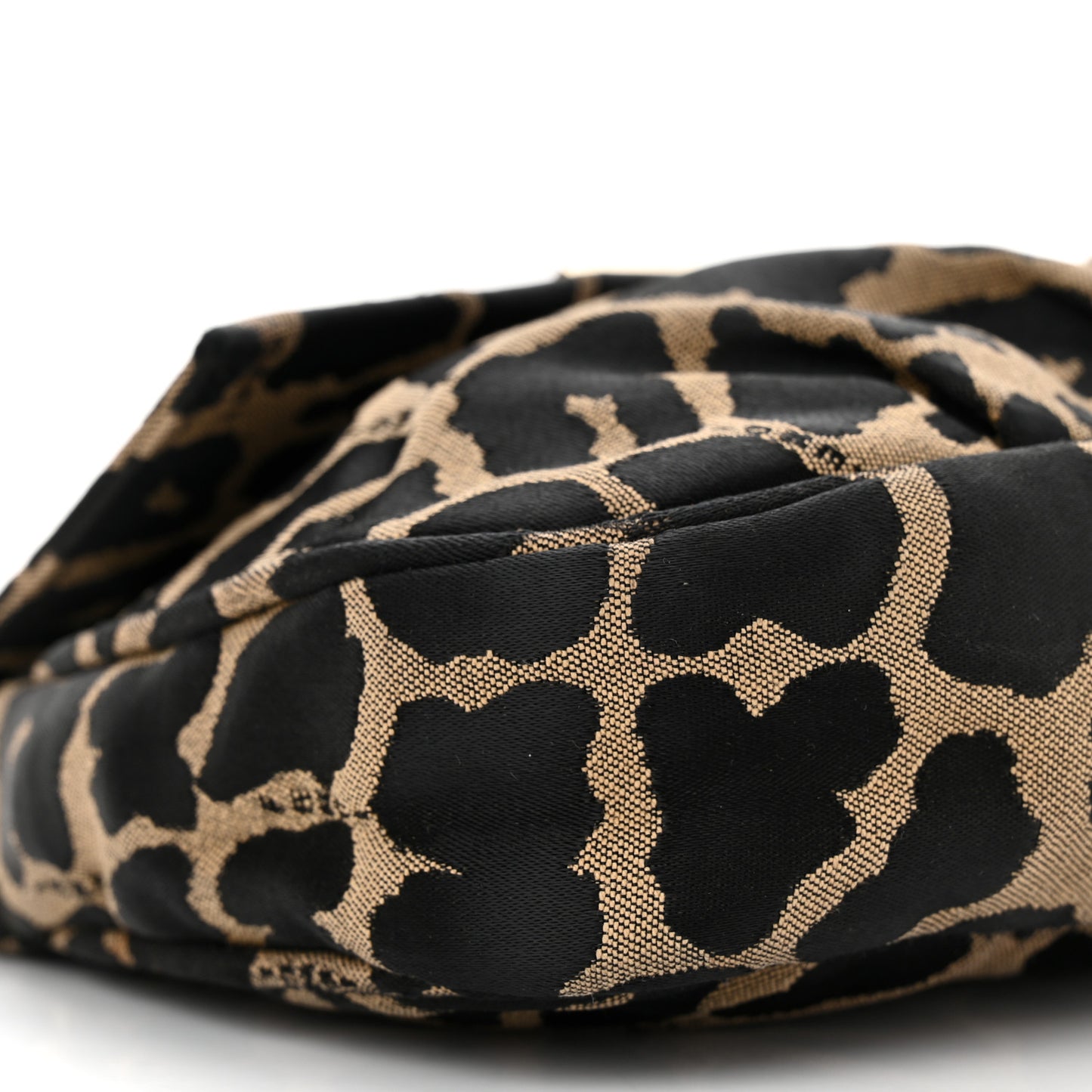 Jacquard Leopard Print Fendista Pouchette Crossbody Taupe Black
