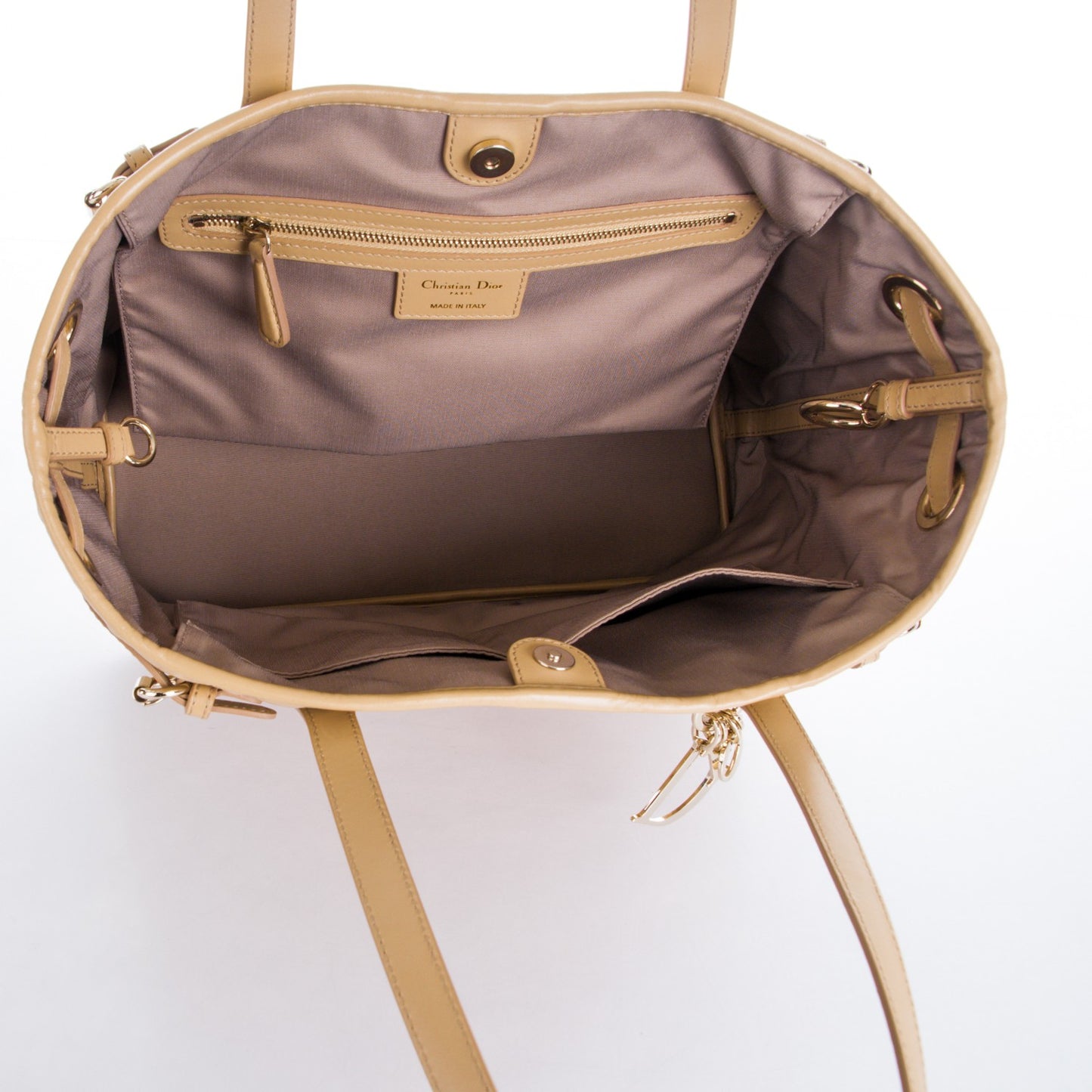 Coated Canvas Cannage Medium Panarea Tote Beige