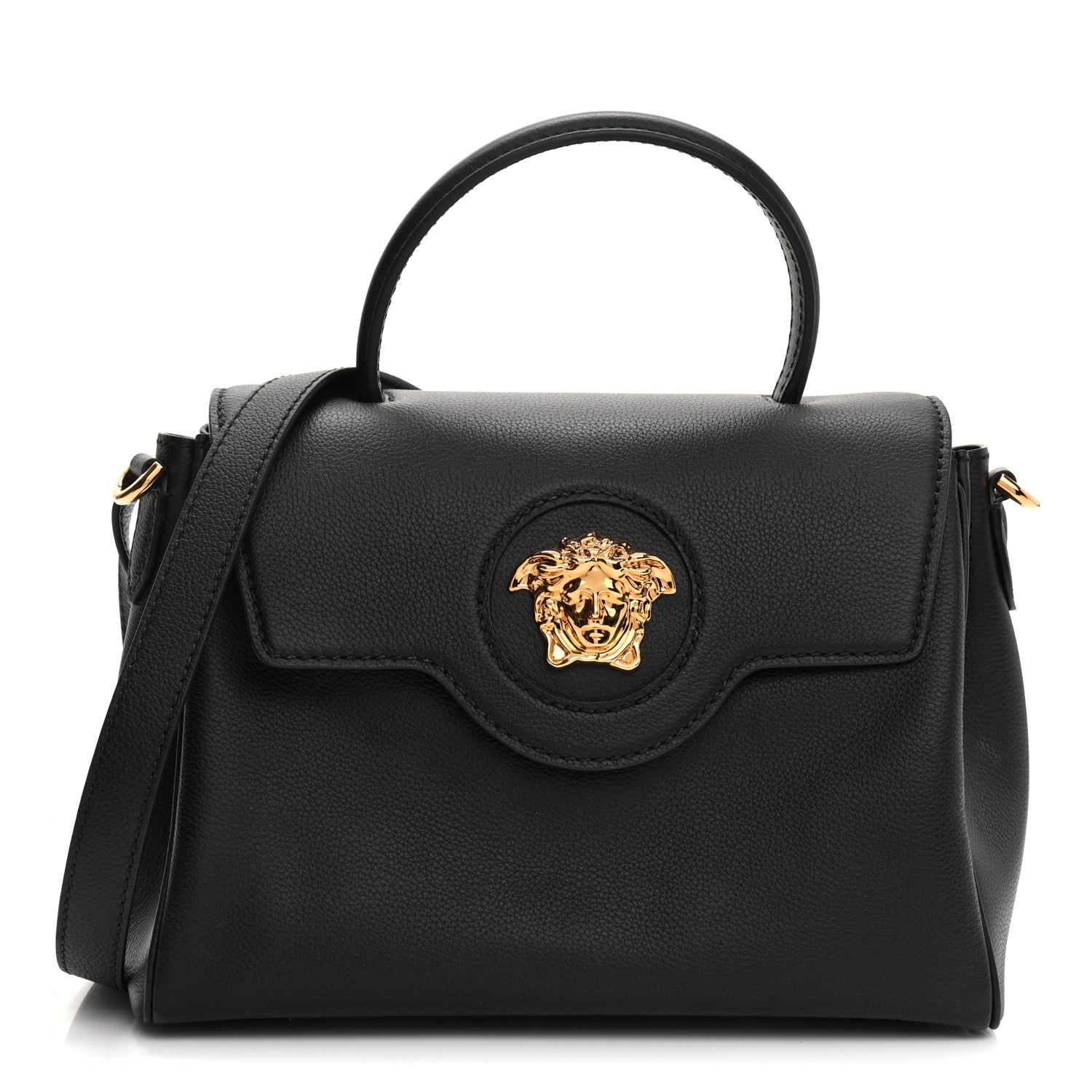 Versace Calfskin Medium La Medusa Top Handle Handbag Black 2 of 21