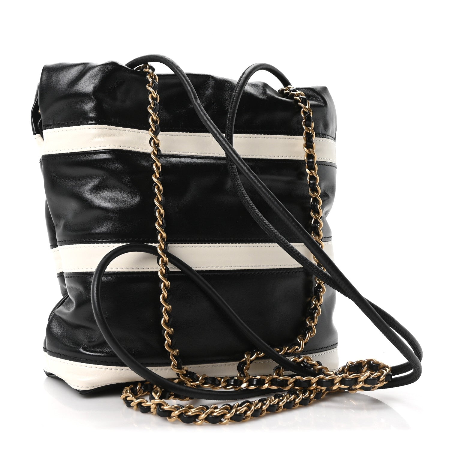 Chanel Shiny Calfskin Striped Mini Chanel 22 Black White 3 of 10