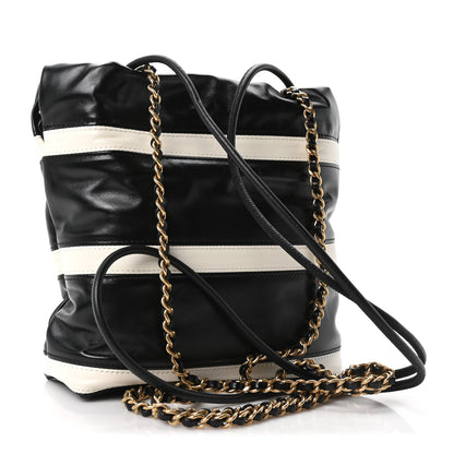 Chanel Shiny Calfskin Striped Mini Chanel 22 Black White 3 of 10