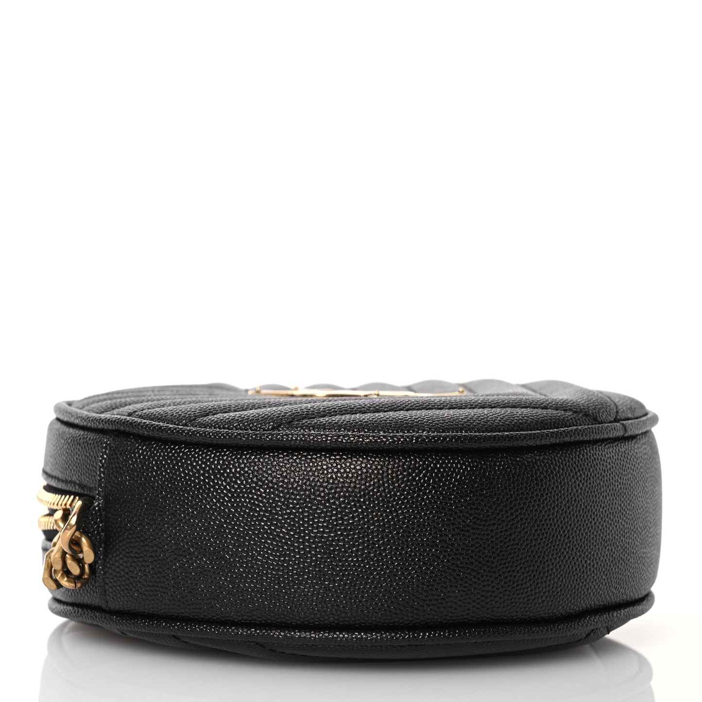 Grain De Poudre Matelasse Chevron Quilted Round Vinyle Camera Bag Black