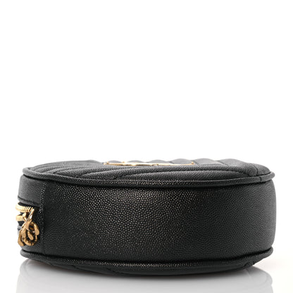 Saint Laurent Grain De Poudre Matelasse Chevron Quilted Round Vinyle Camera Bag Black 4 of 11