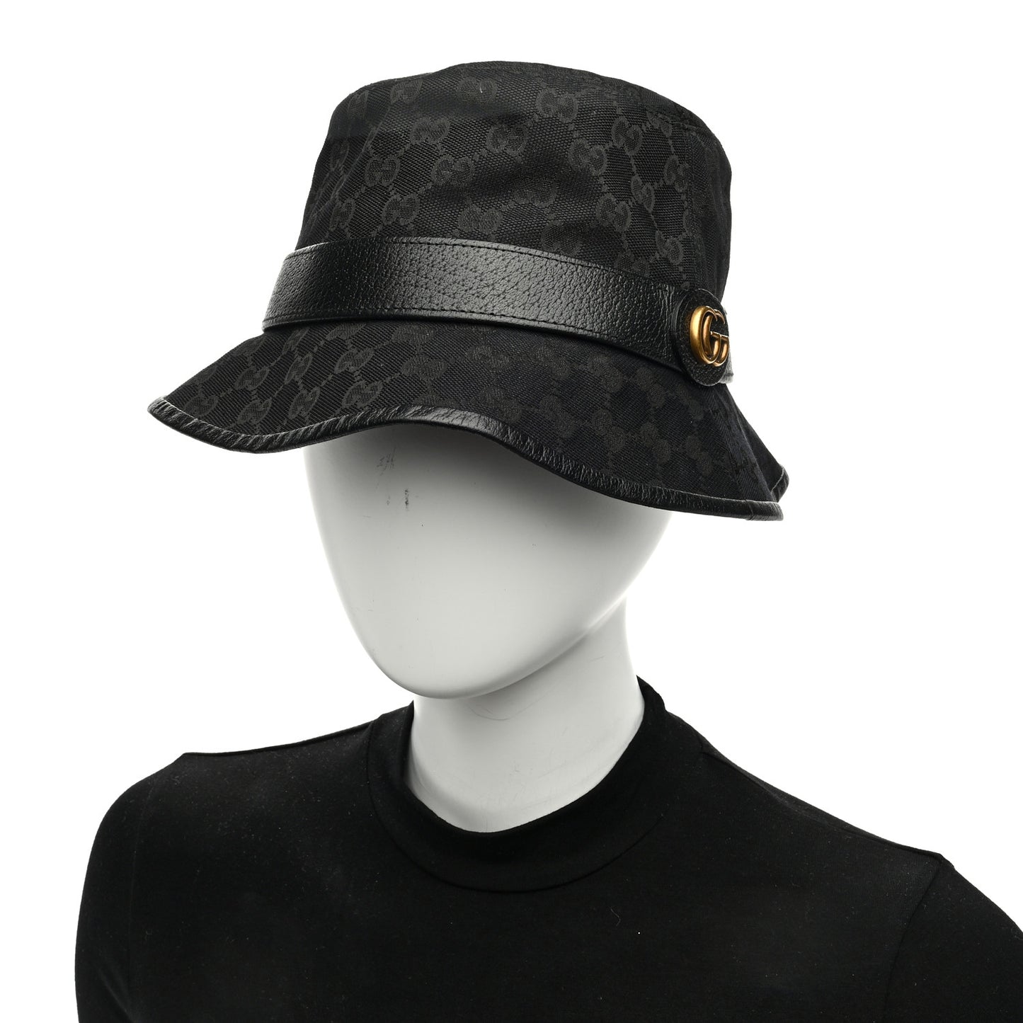 Monogram Textured Dollar Calfskin GG Jago Bucket Hat L Black