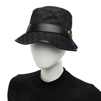 Gucci Monogram Textured Dollar Calfskin GG Jago Bucket Hat L Black 2 of 8