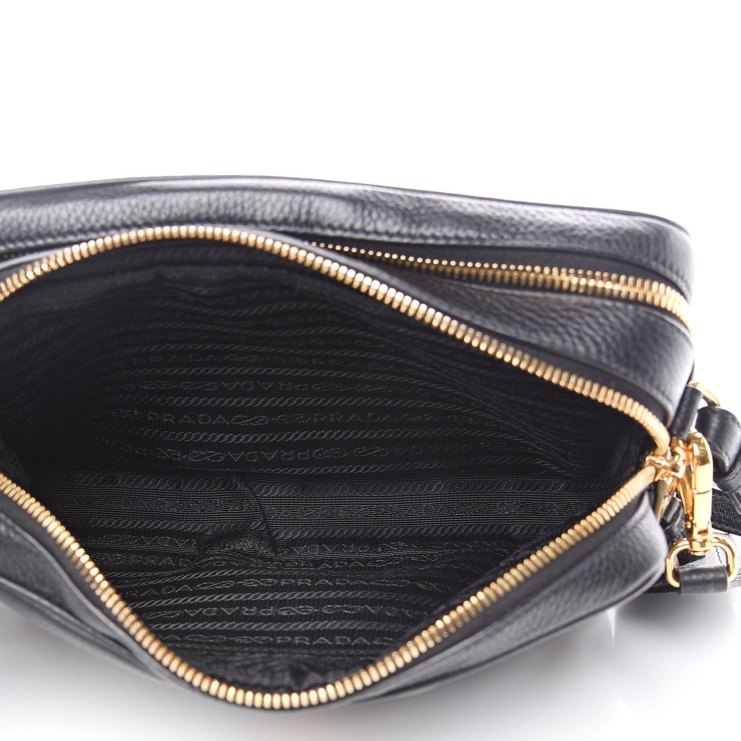 Prada Vitello Daino Medium Double Zip Shoulder Bag Black 5 of 10