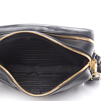 Prada Vitello Daino Medium Double Zip Shoulder Bag Black 5 of 10