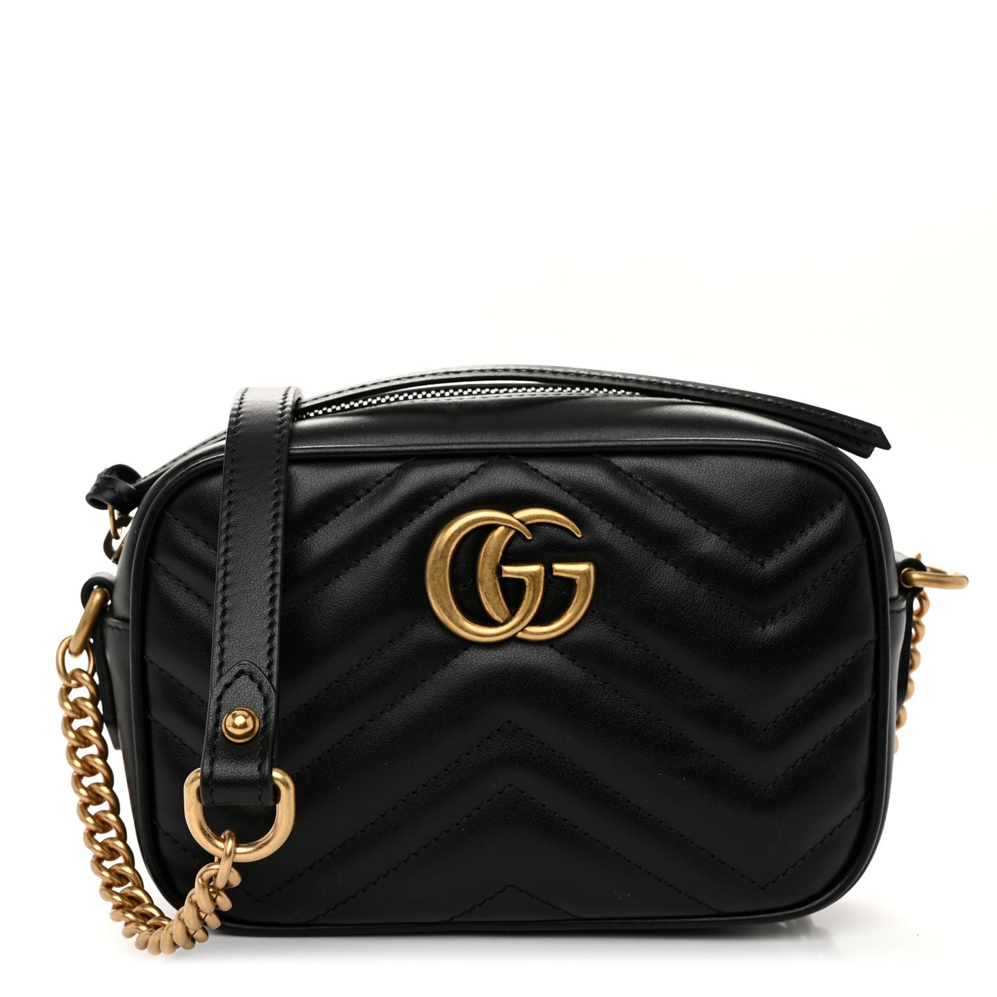 Calfskin Matelasse Mini GG Marmont Chain Shoulder Bag Black