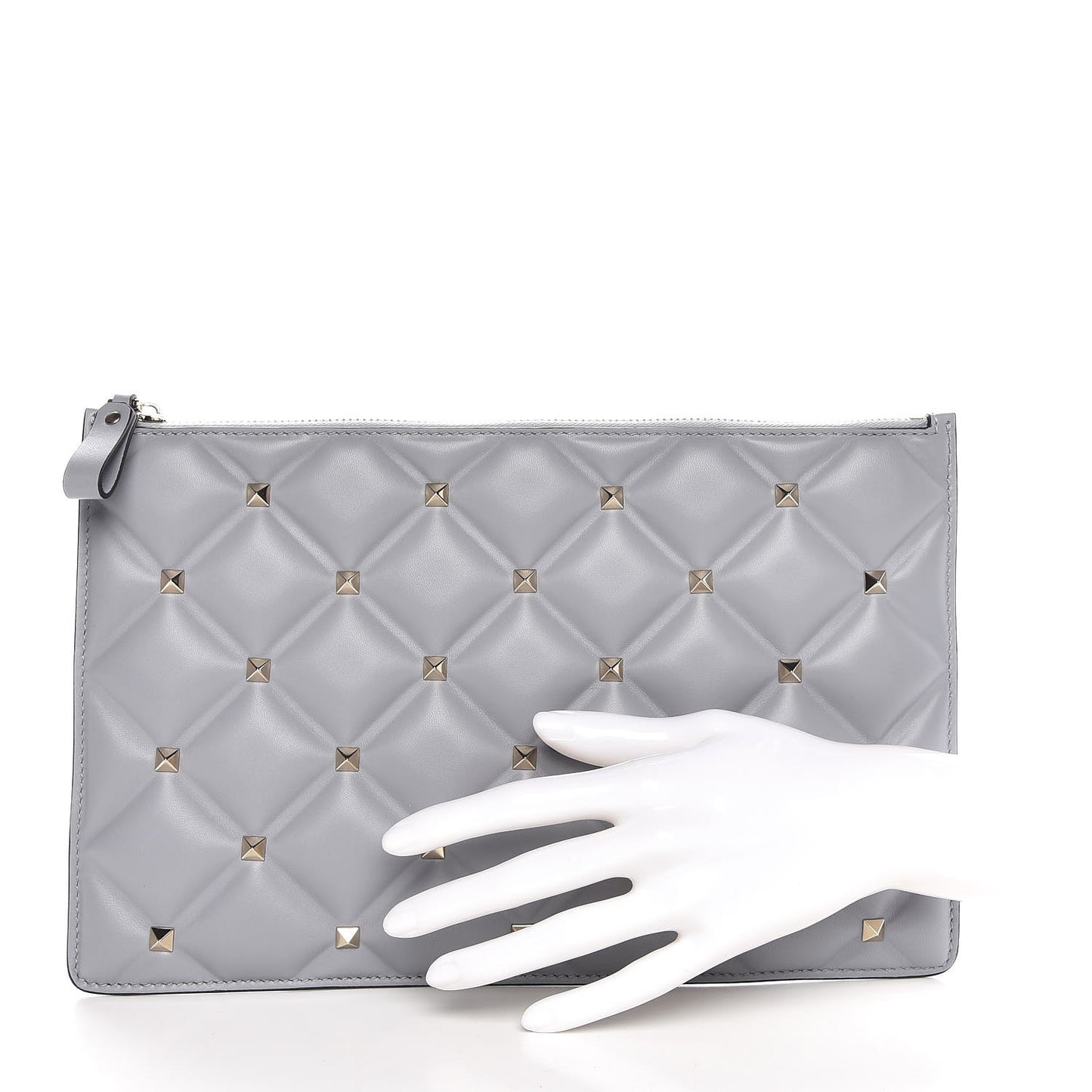 Nappa Candystud Zip Pouch Pastel Grey