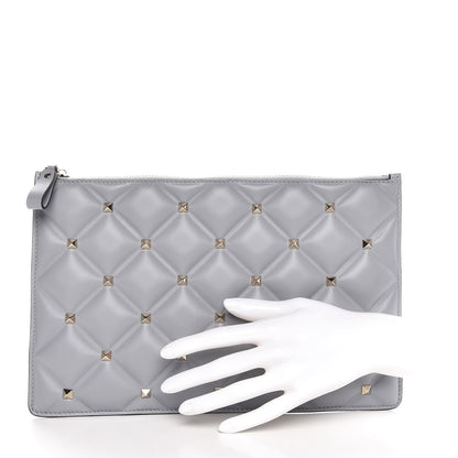 Valentino Garavani Nappa Candystud Zip Pouch Pastel Grey 2 of 8