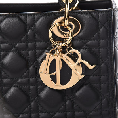 Christian Dior Lambskin Cannage Medium Lady Dior Black 10 of 11