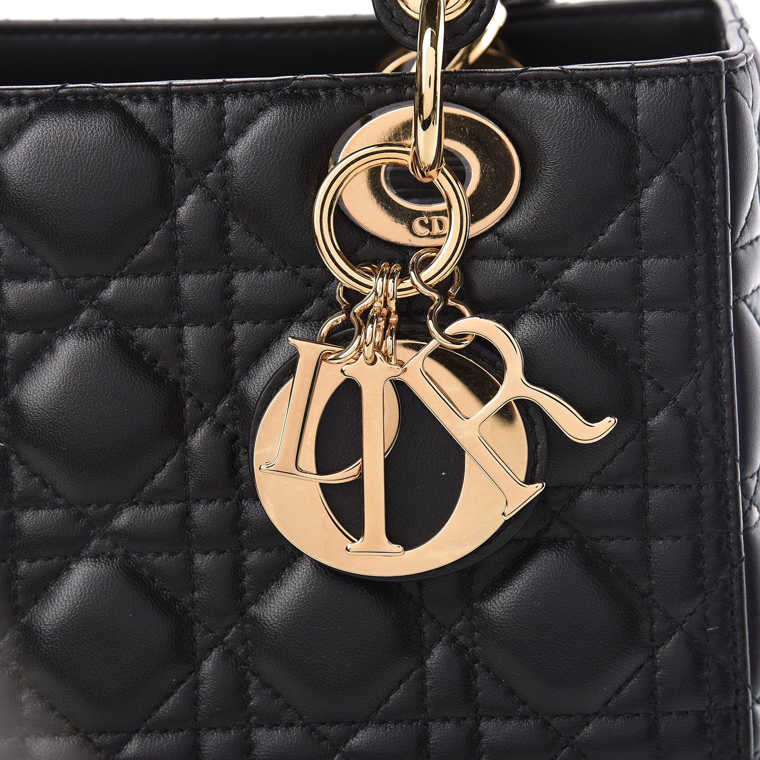 Christian Dior Lambskin Cannage Medium Lady Dior Black 10 of 11