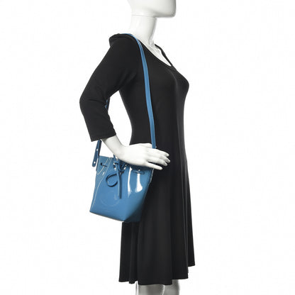 Mansur Gavriel Patent Calfskin Mini Mini Bucket Bag Blue 2 of 9