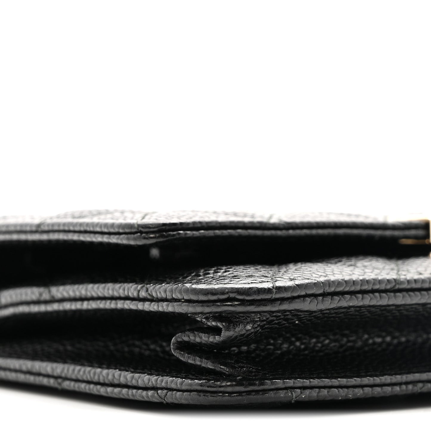 Caviar Quilted Golden Class Wallet On Chain WOC Black