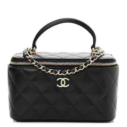Chanel Lambskin Quilted Small Top Handle Vanity Case With Chain Black 1 of 12