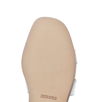 Hermes Box Calfskin Oran Sandals 37 White 10 of 12