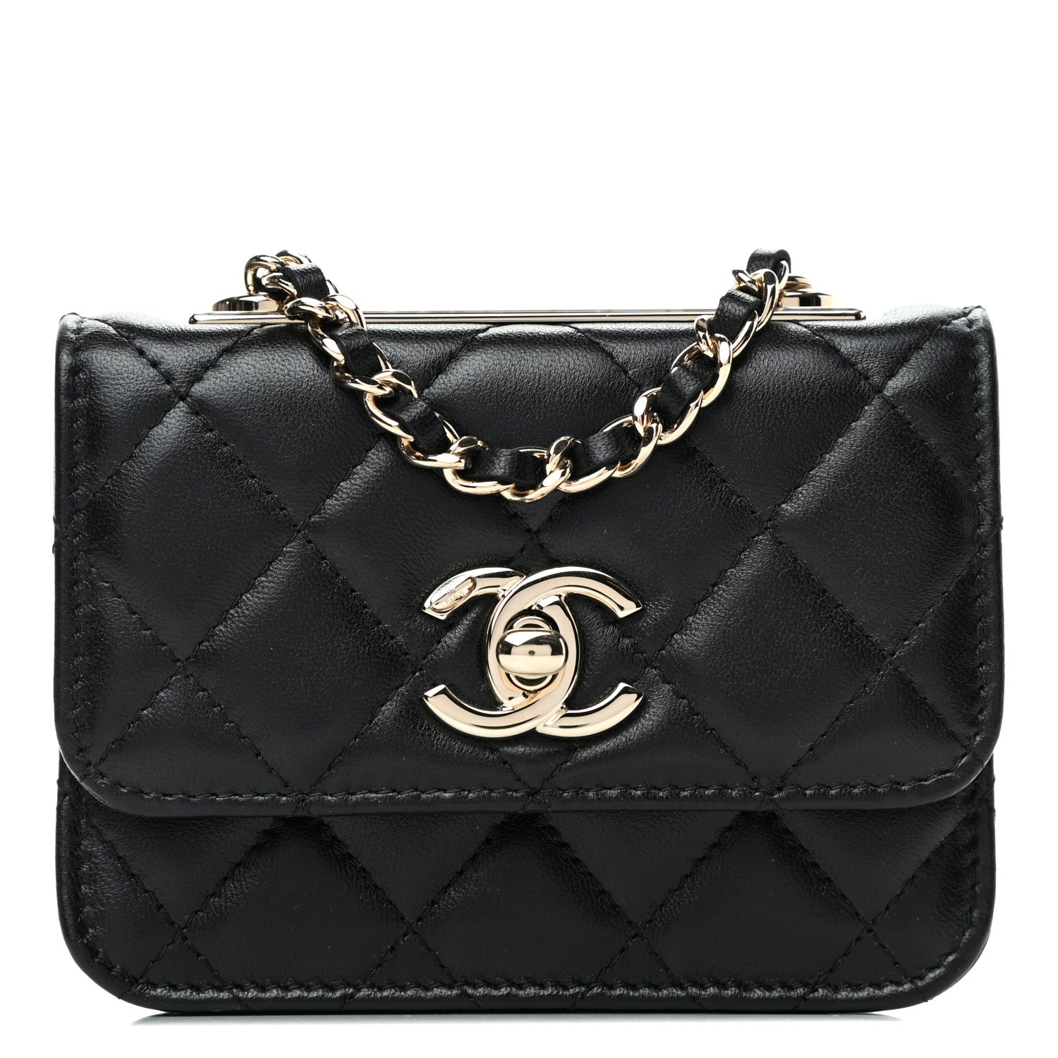 Chanel Lambskin Quilted Trendy CC Card Holder On Chain Black 1 of 4