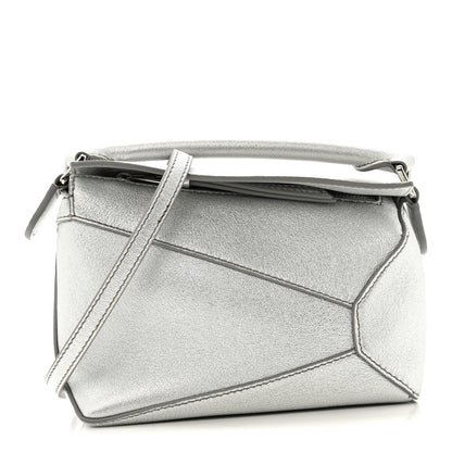 Loewe Laminated Lambskin Mini Puzzle Edge Bag Silver 1 of 9
